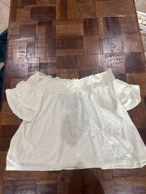 Altar'd State Cream Off-Shoulder Ruffle Top